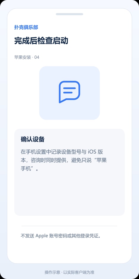 扑克俱乐部 完成后检查启动操作示意